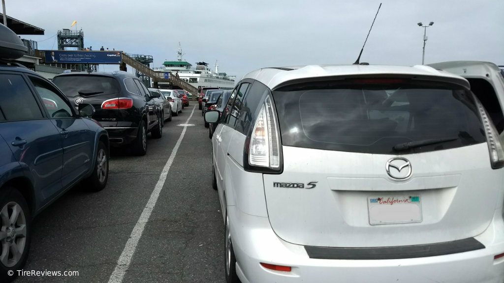 Mazda5 with Nokian eNTYRE tires, waiting in line to board Bainbridge Island ferry.